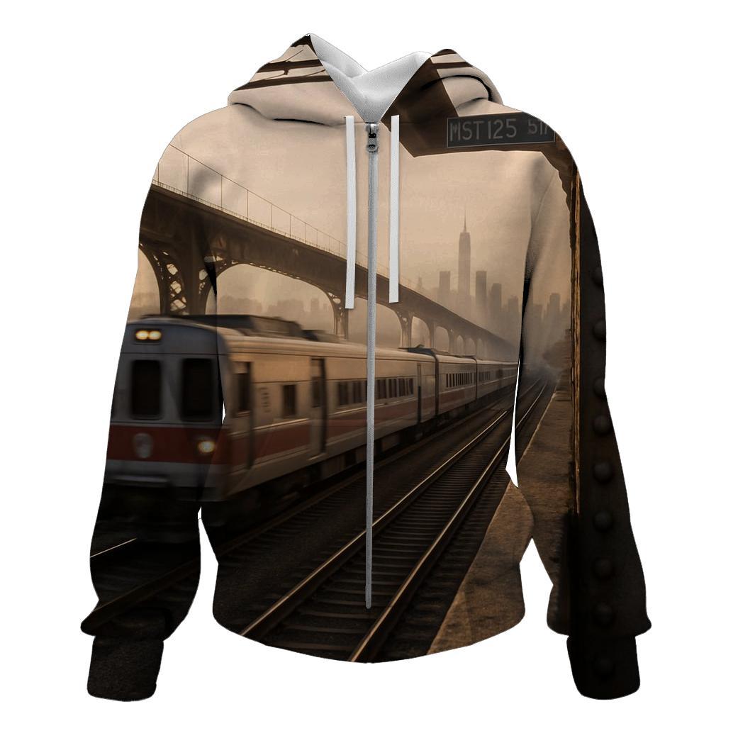 Harlem River Sunrise From A Metro North Overpass zip-up hoodies