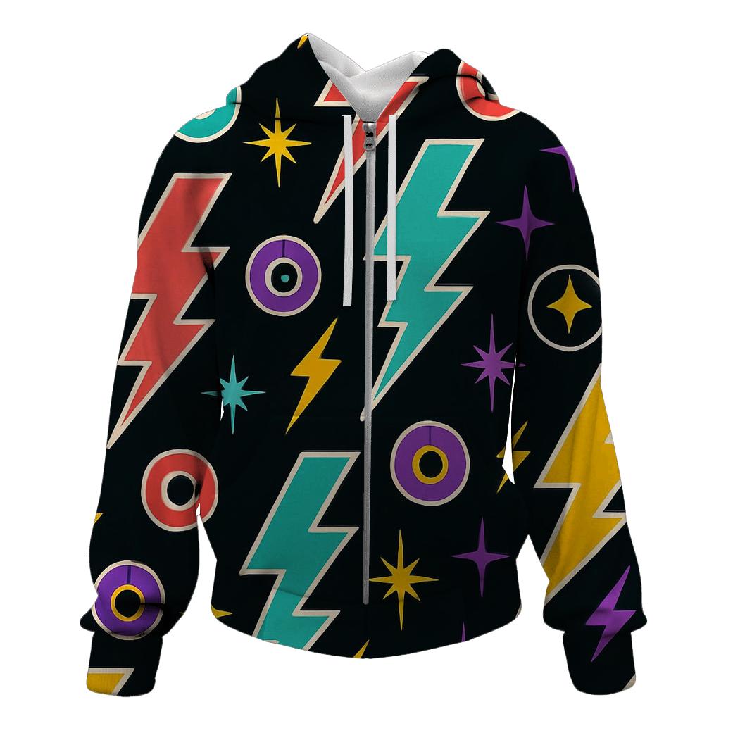 Roller Rink Lightning Pattern zip-up hoodies