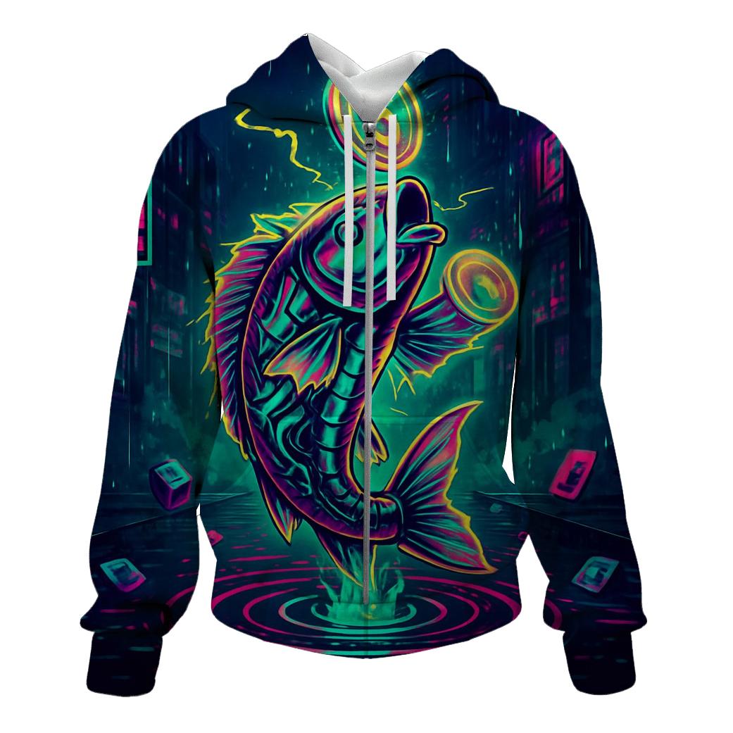 Neon Koi Signal Heist custom hoodies
