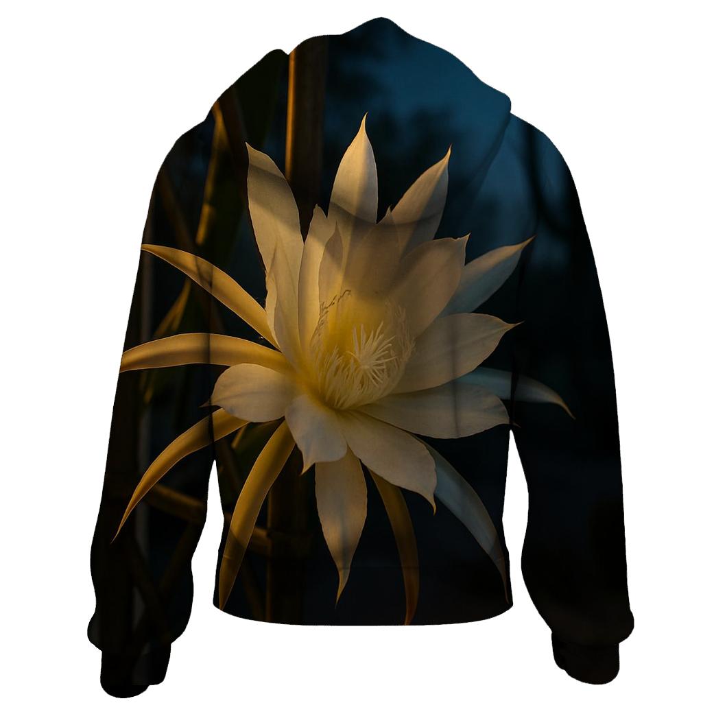 Night Blooming Cereus Opening Under Porch Light heavyweight hoodies
