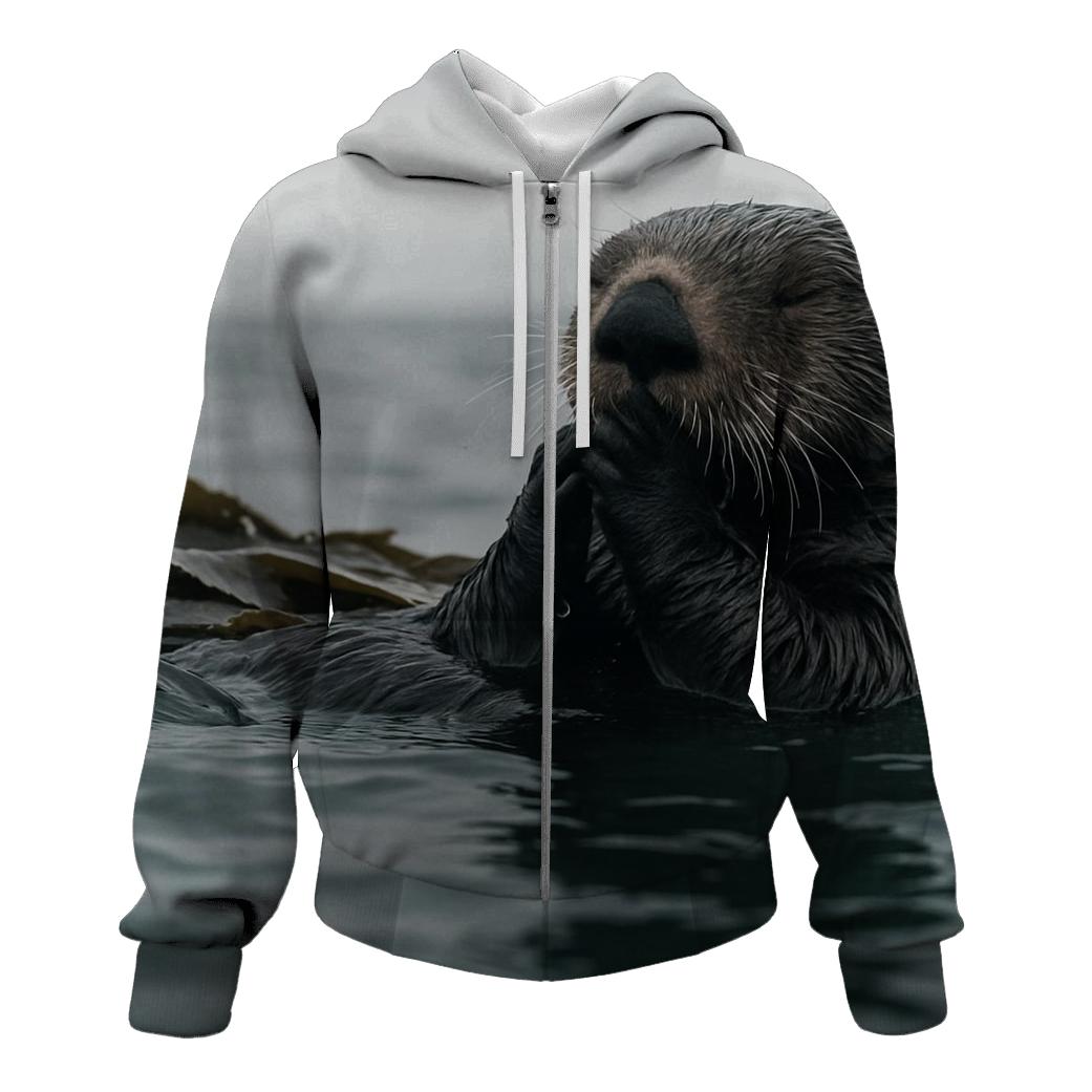 Kelp Edge Patrol Sea Otter embroidered hoodies
