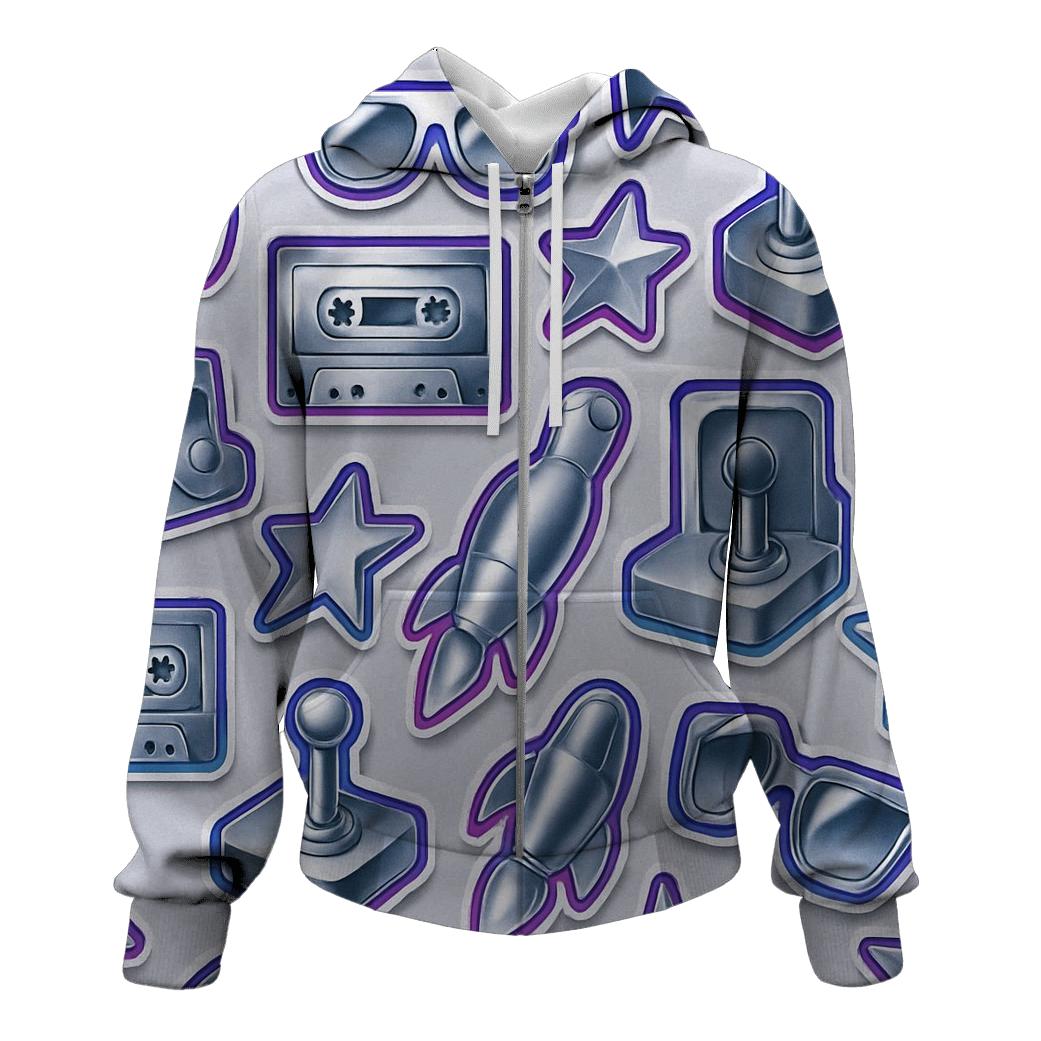 Chrome Sticker Patchwork embroidered hoodies