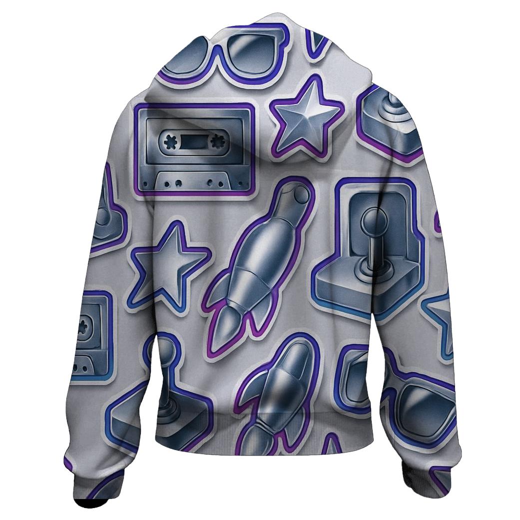 Chrome Sticker Patchwork embroidered hoodies