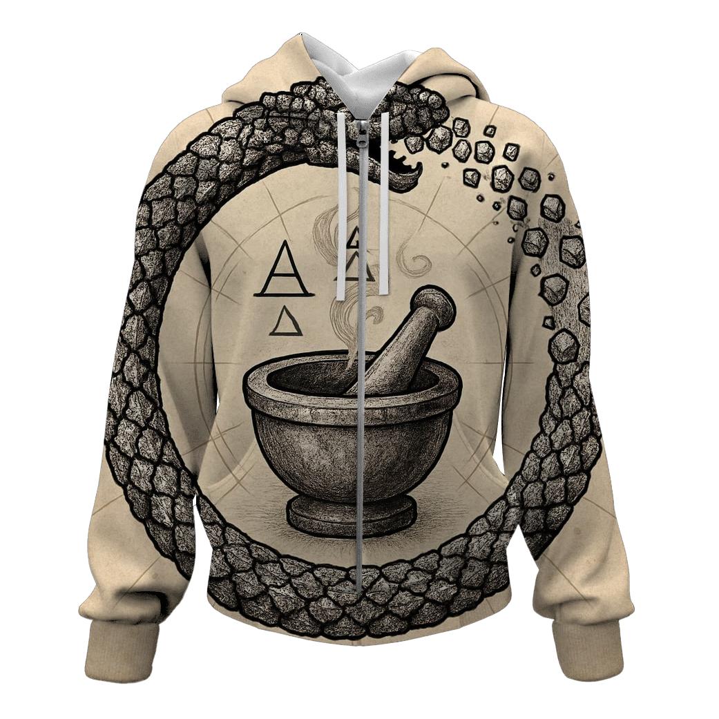 Alchemical Salt Ouroboros Seal embroidered hoodies