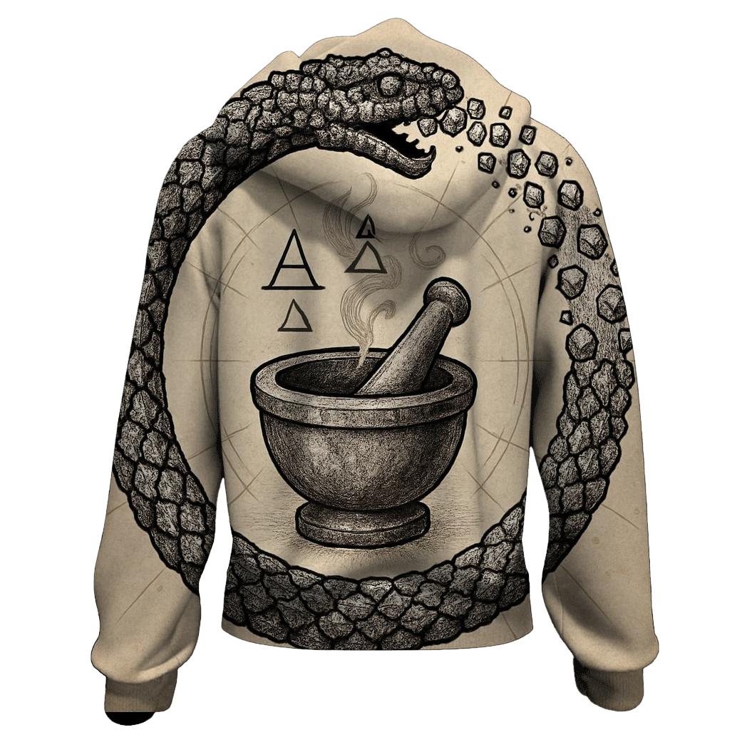 Alchemical Salt Ouroboros Seal embroidered hoodies