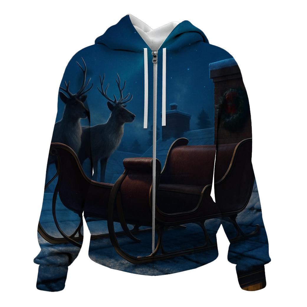 Midnight Sleigh On Rooftop Silence custom hoodies