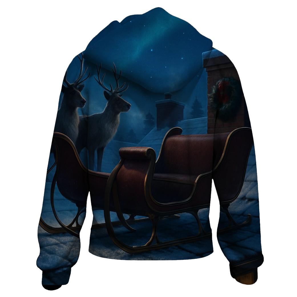 Midnight Sleigh On Rooftop Silence custom hoodies