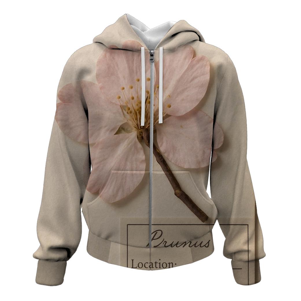 Cherry Blossoms Pressed Between Herbarium Sheets printed hoodies