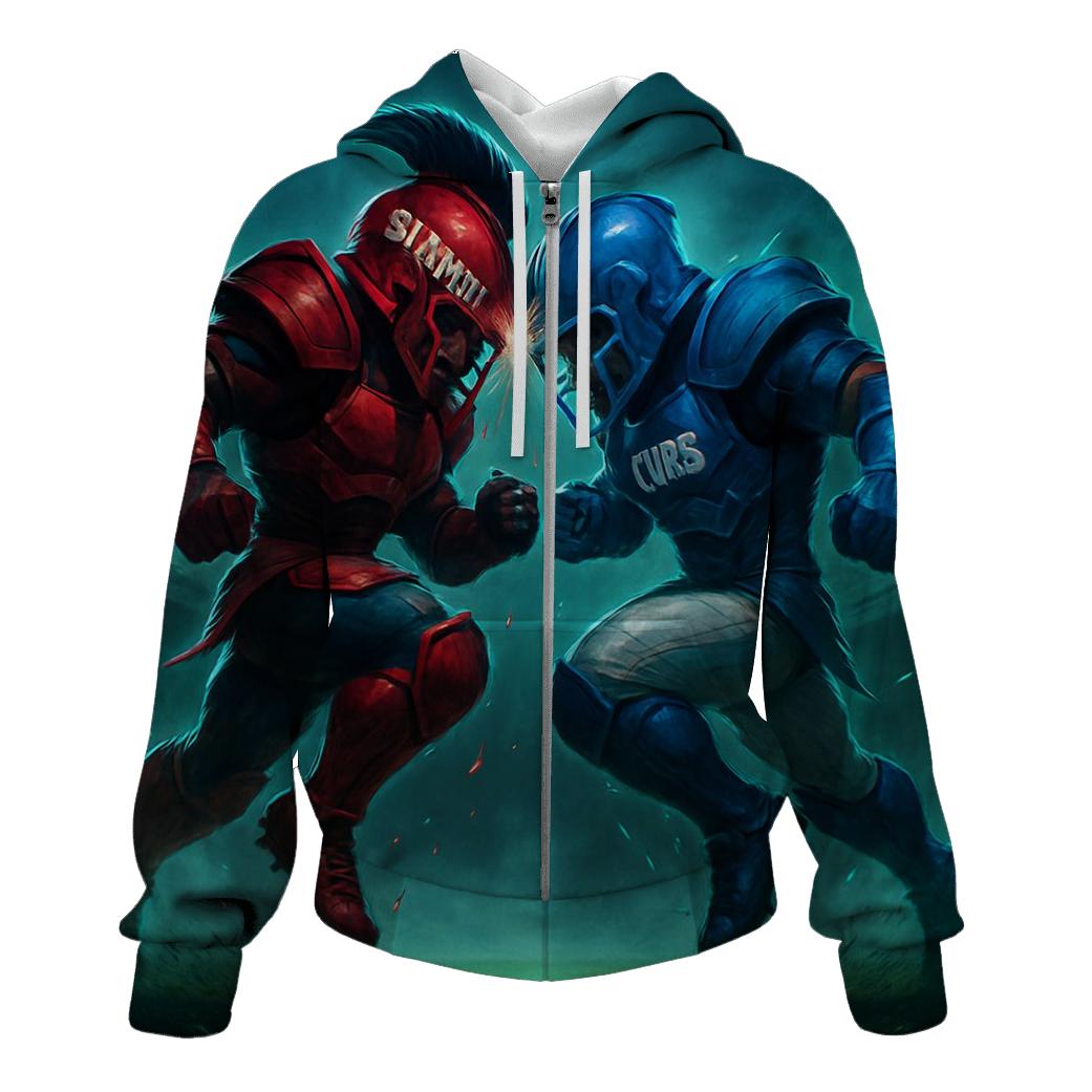 Midnight Helmet Clash Over Wrigley Fog embroidered hoodies