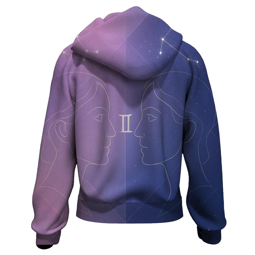 Gemini Twins Mirror Constellation Portrait premium hoodies