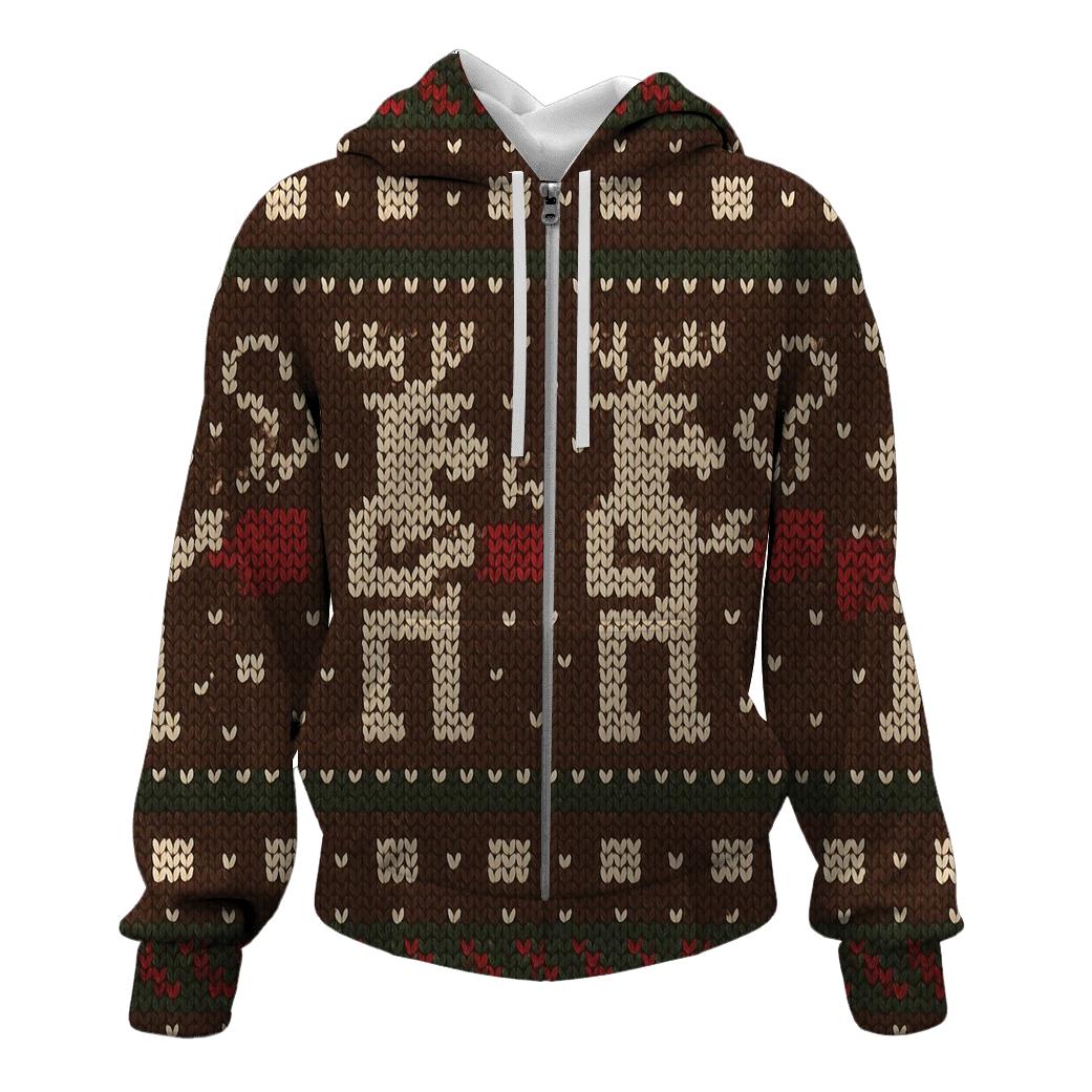Reindeer Hot Cocoa Sweater Stripe Design printed hoodies