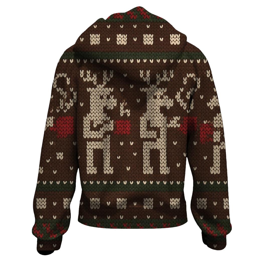 Reindeer Hot Cocoa Sweater Stripe Design printed hoodies
