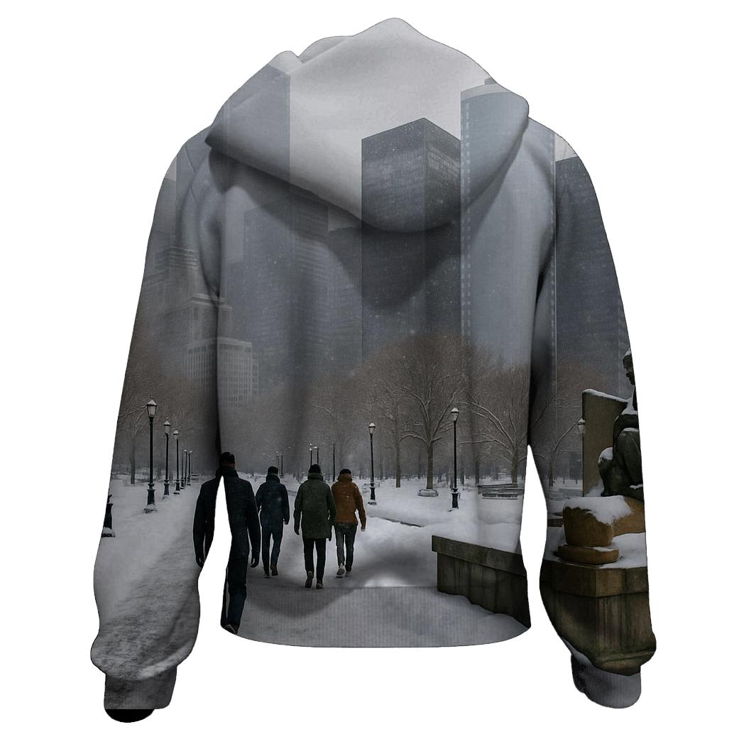 Battery Park Winter Snowline Facing The Financial District printed hoodies