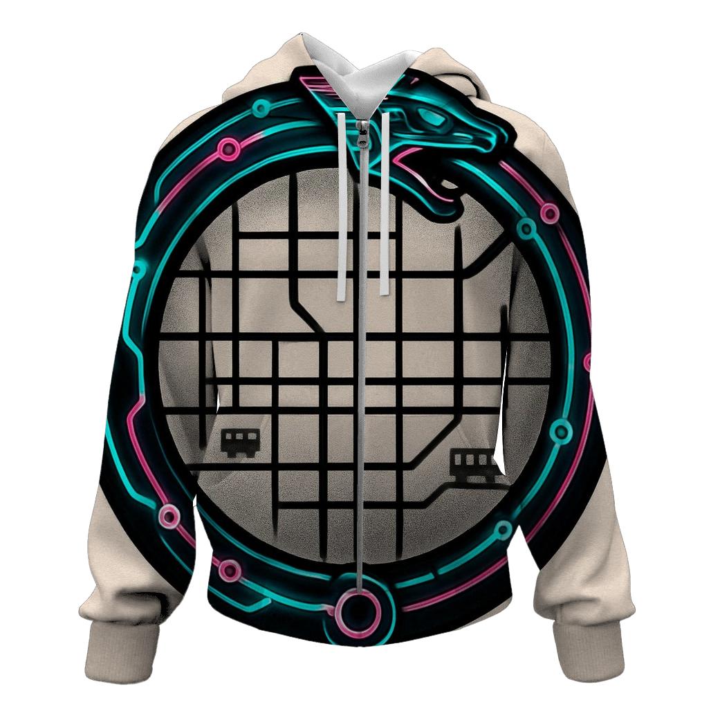 Neon Metro Ouroboros Circuit hoodie designs