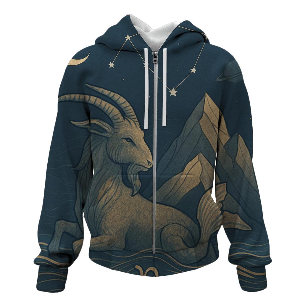 Capricorn Sea Goat Mountain Chart graphic hoodies