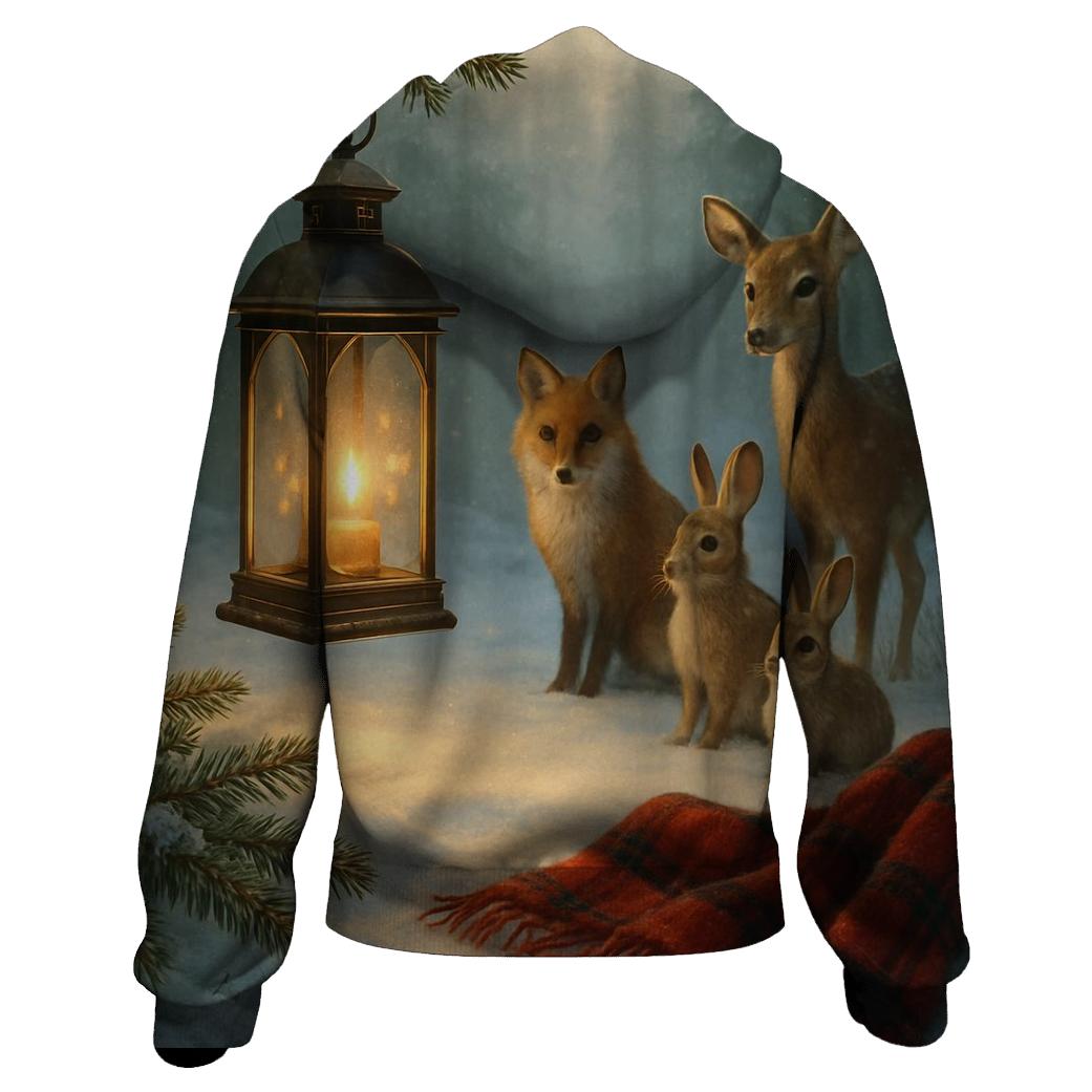 Forest Lantern And Woodland Carolers zip-up hoodies