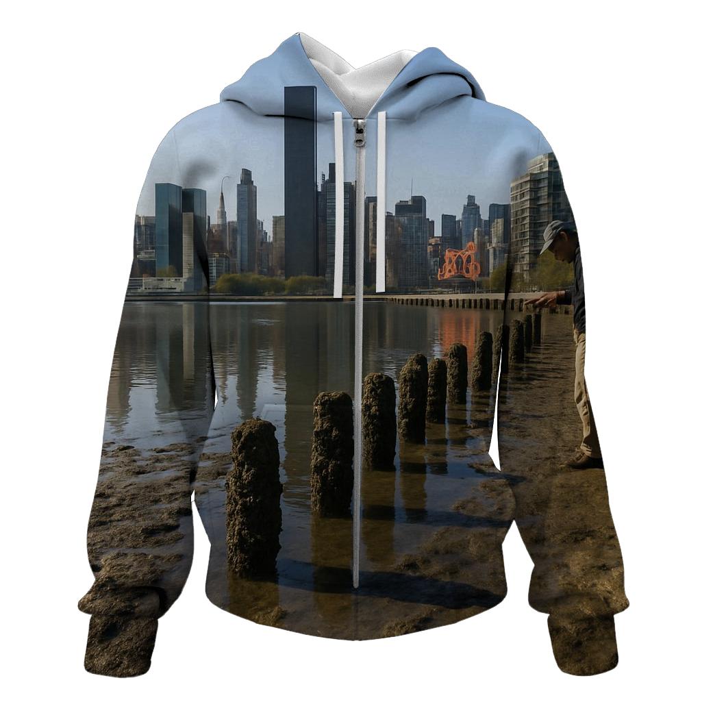 Low Tide Mudflats At Gantry Plaza With Midtown Across The River hoodies fashion