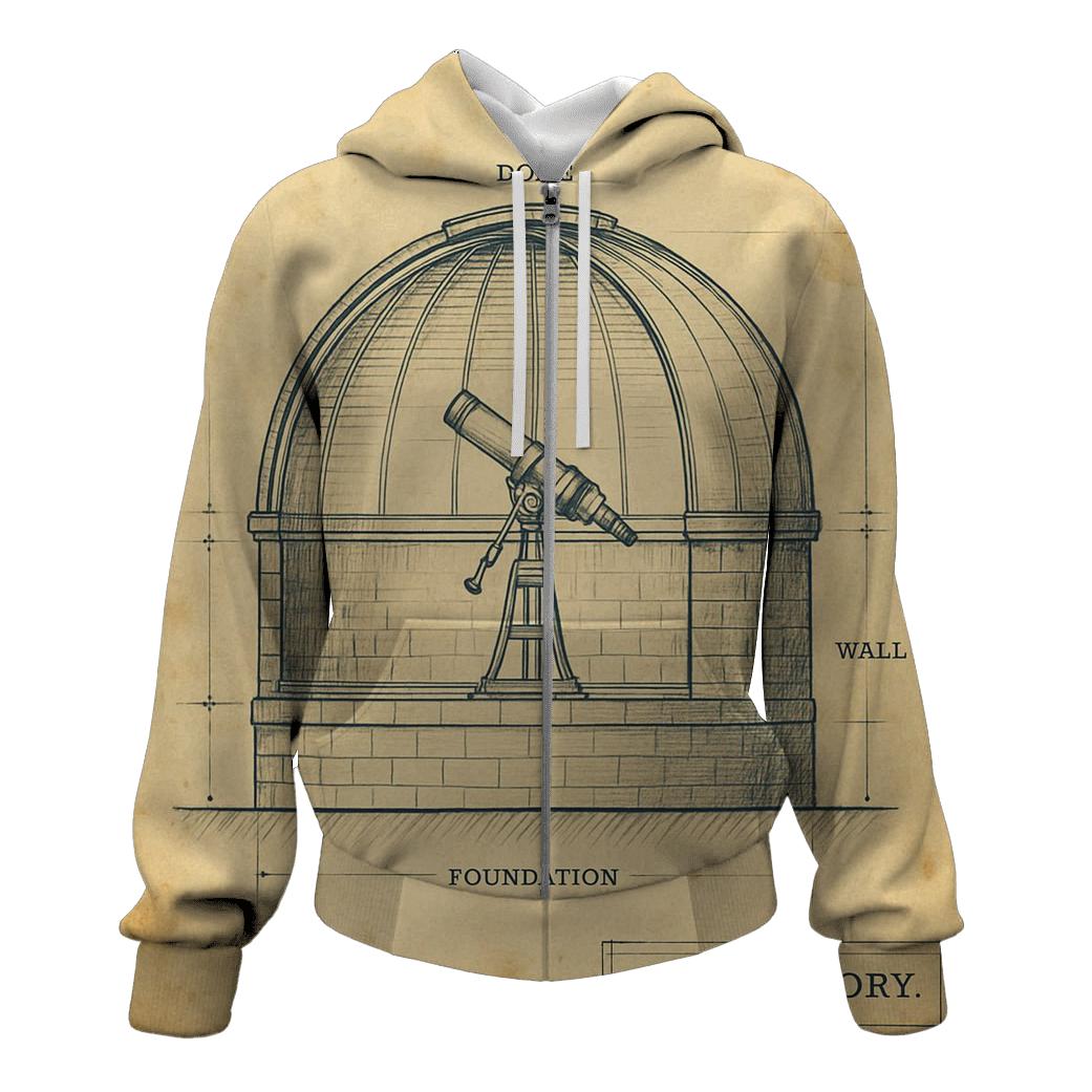 Antique Observatory Blueprint Print graphic hoodies