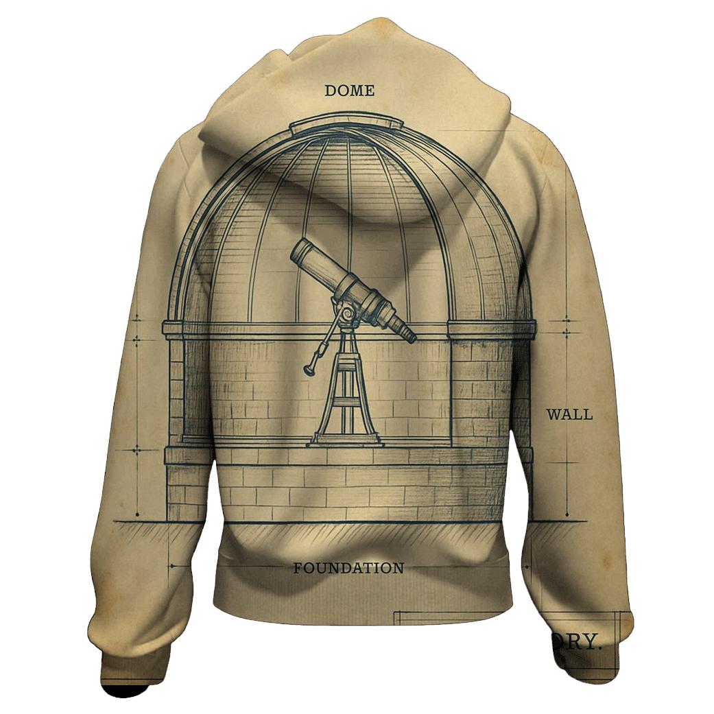 Antique Observatory Blueprint Print graphic hoodies