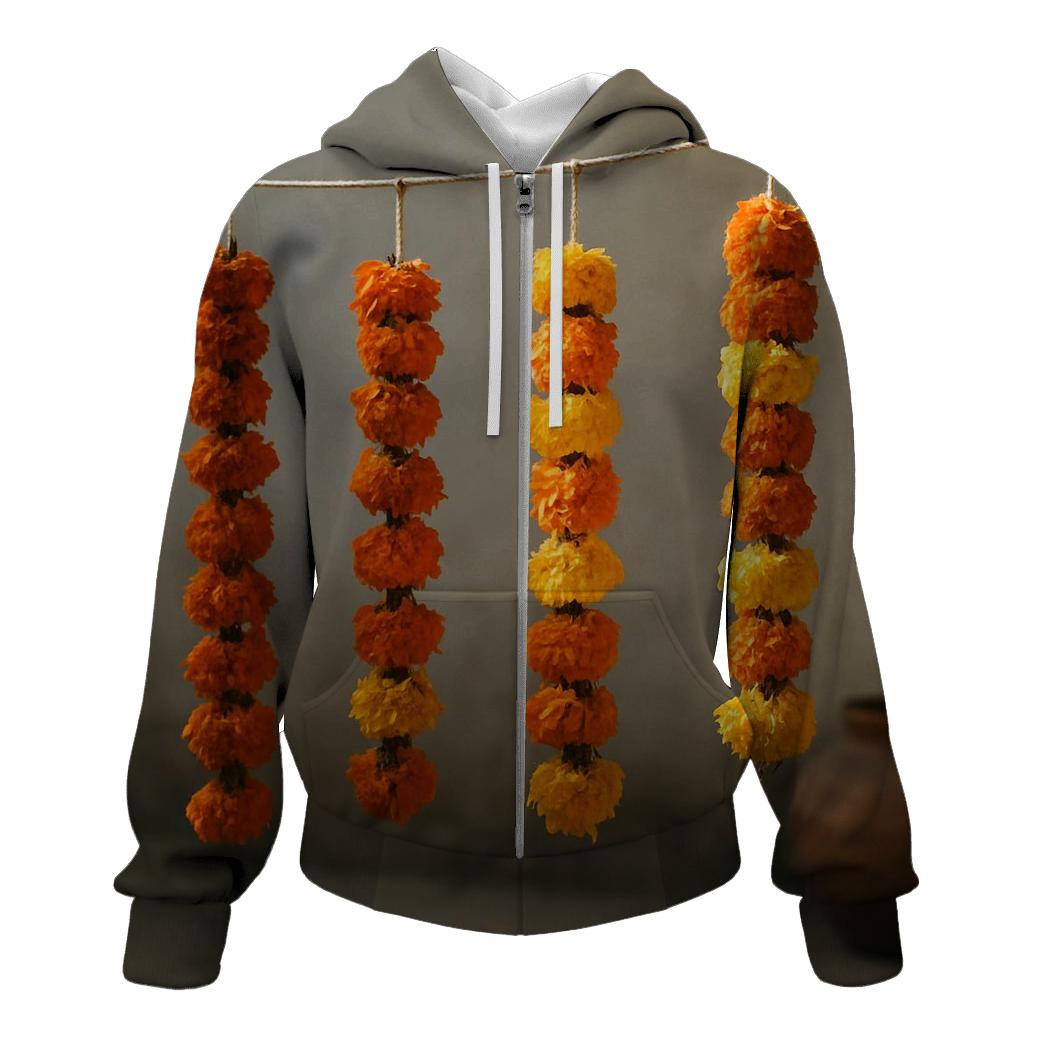 Marigold Garlands Drying In Courtyard Shade pullover hoodies