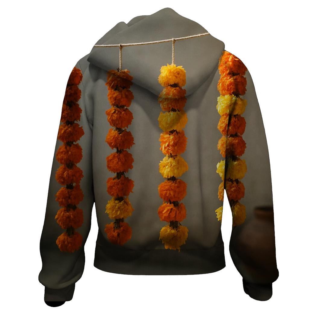 Marigold Garlands Drying In Courtyard Shade pullover hoodies