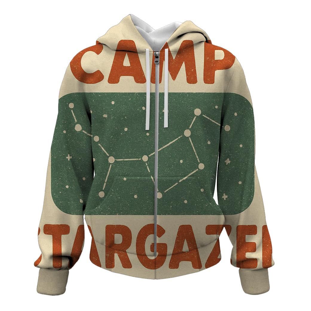 Retro Summer Camp Star Map Banner zip-up hoodies