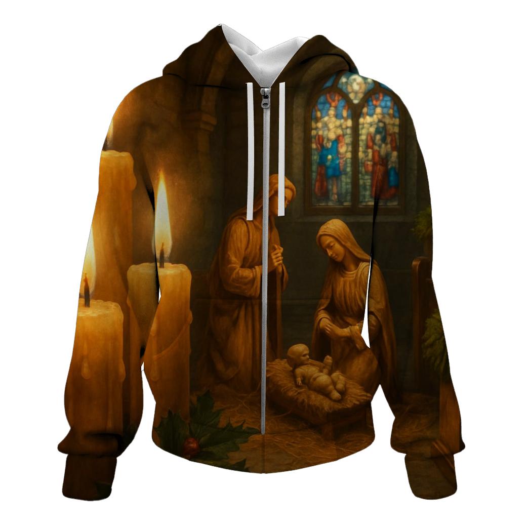 Silent Chapel Nativity Candlelight pullover hoodies