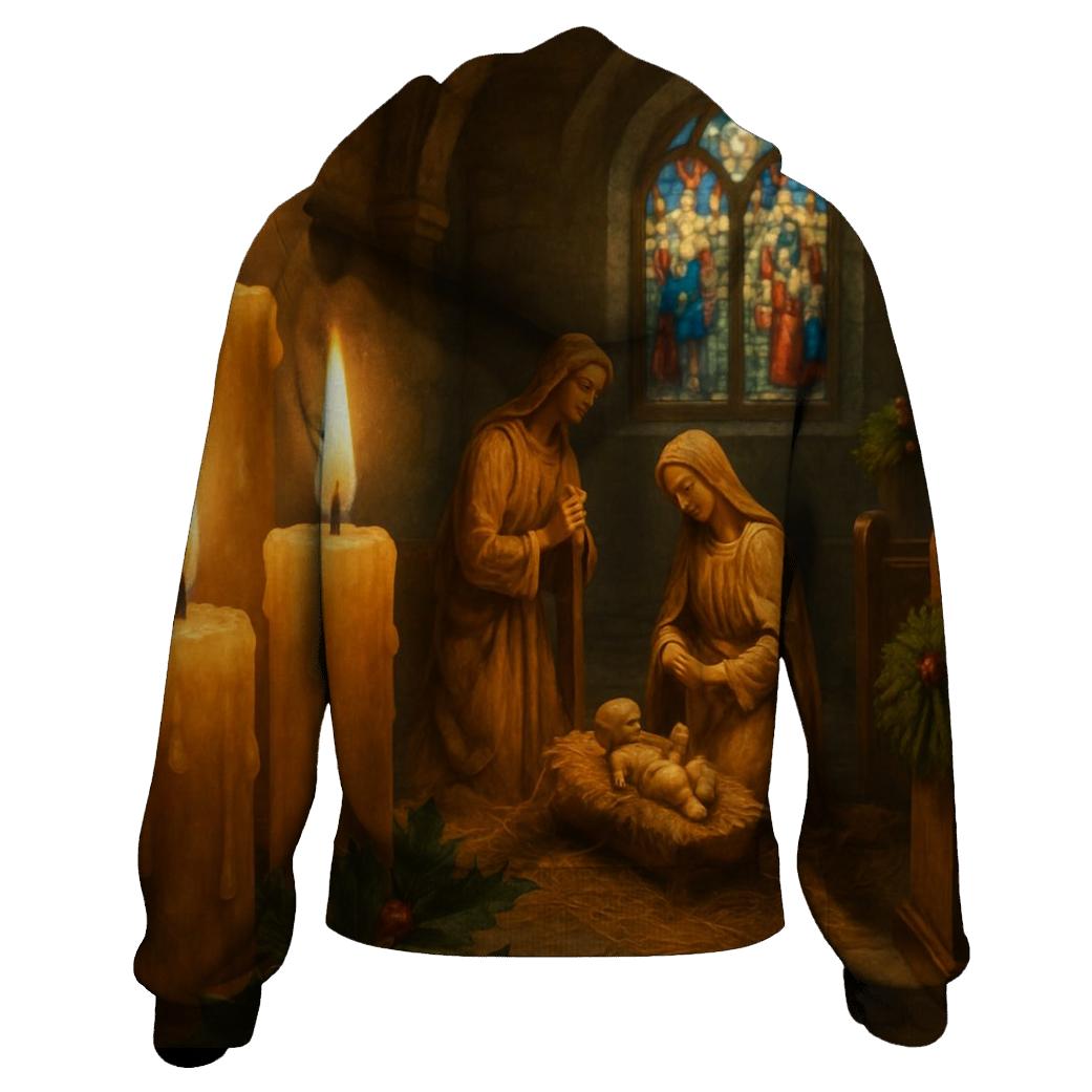 Silent Chapel Nativity Candlelight pullover hoodies