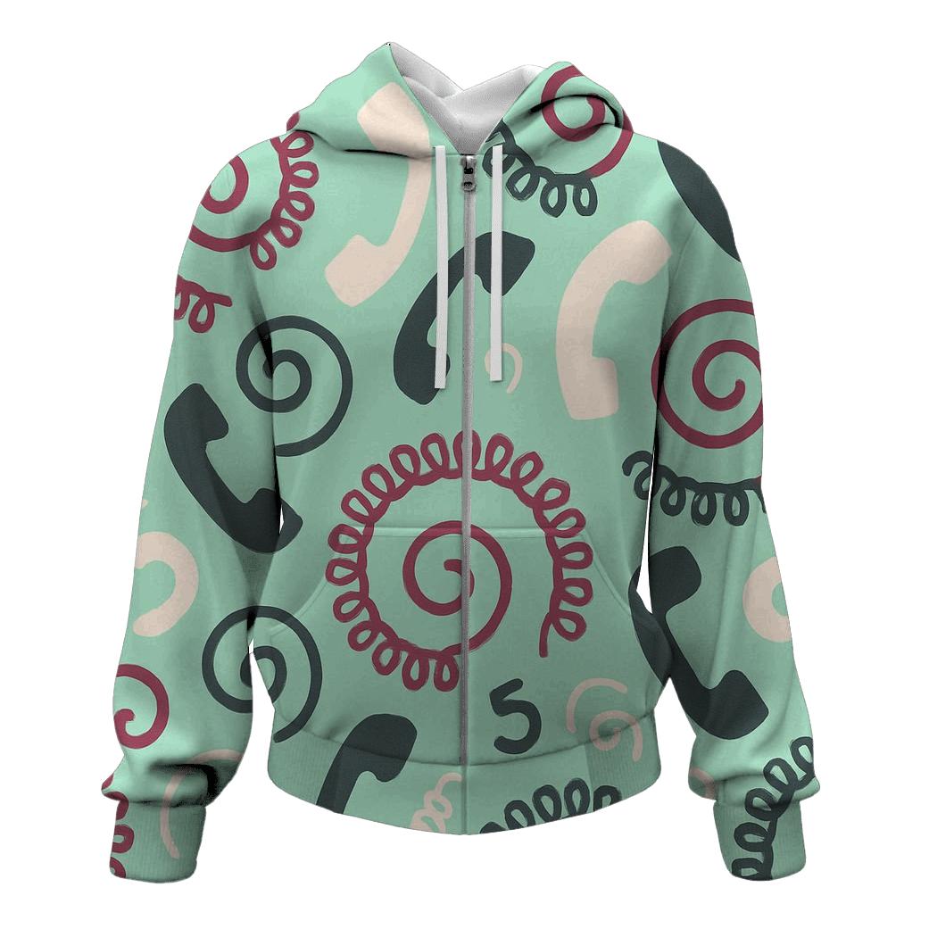 Retro Phone Cord Spirals printed hoodies