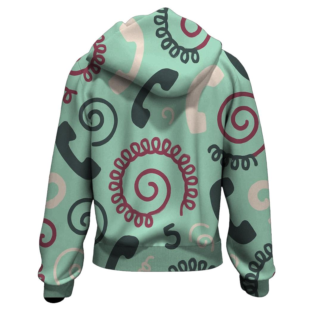 Retro Phone Cord Spirals printed hoodies