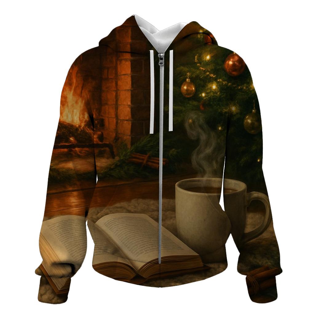Fireside Reading Under Tree Glow lightweight hoodies