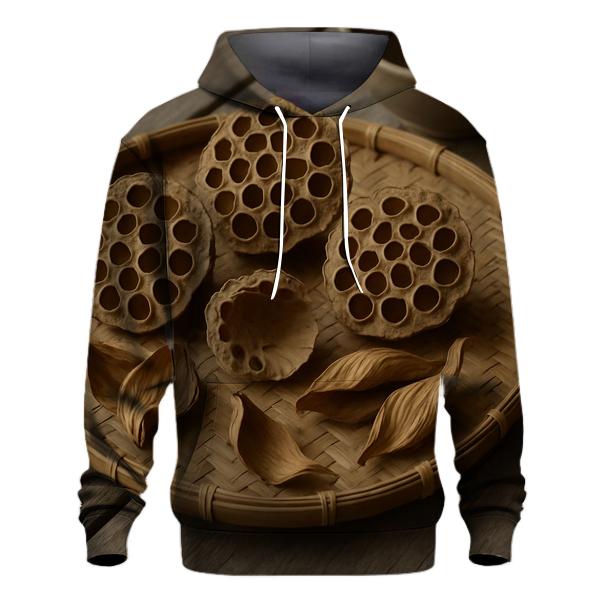 Lotus Seed Pods Drying On A Bamboo Tray premium hoodies