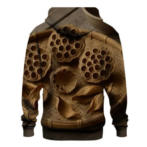Lotus Seed Pods Drying On A Bamboo Tray premium hoodies