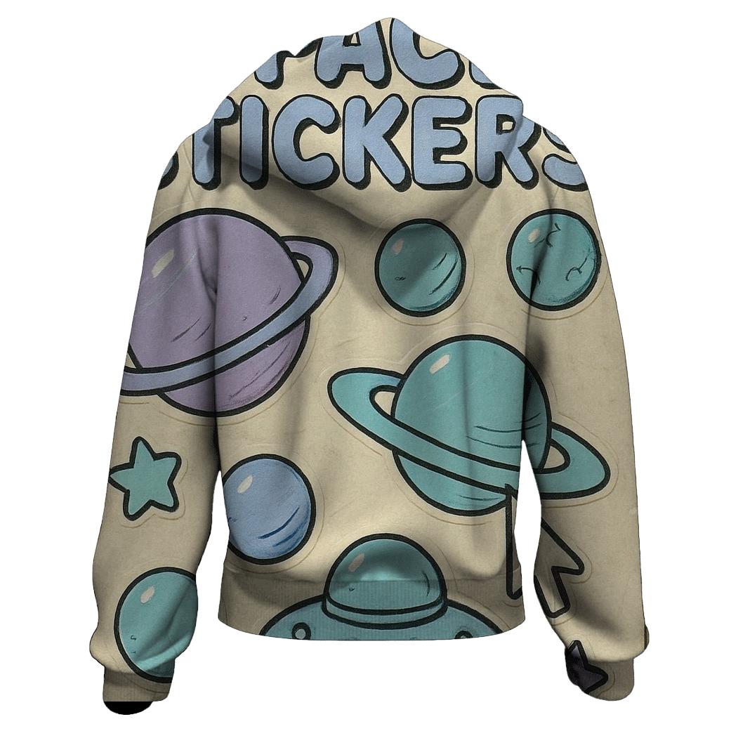 Worn 1990s Planetary Sticker Sheet custom hoodies