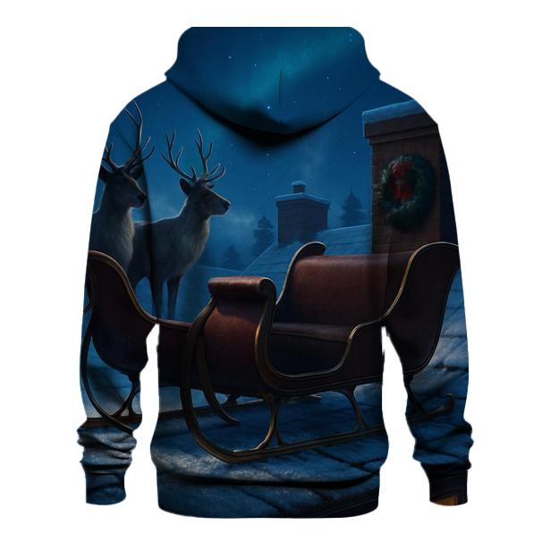 Midnight Sleigh On Rooftop Silence zip-up hoodies