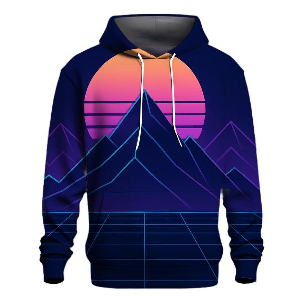 Synthwave Mountain Outline printed hoodies