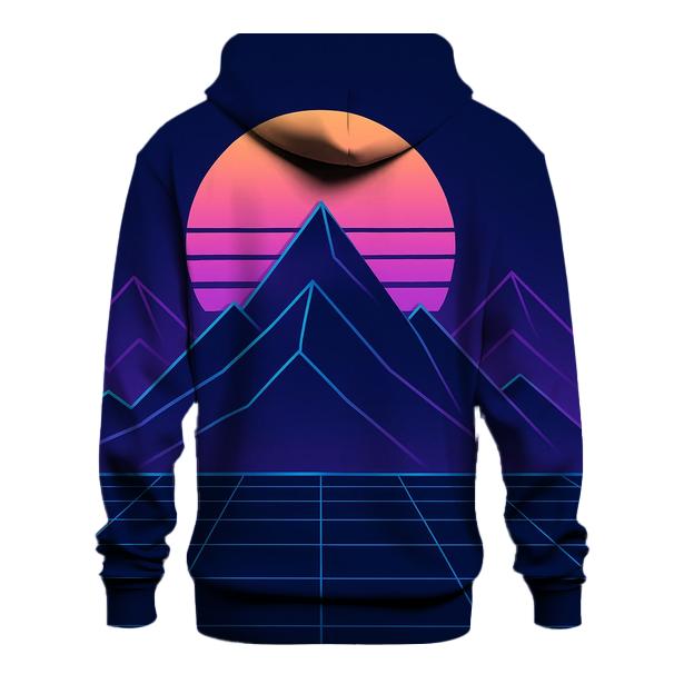 Synthwave Mountain Outline printed hoodies