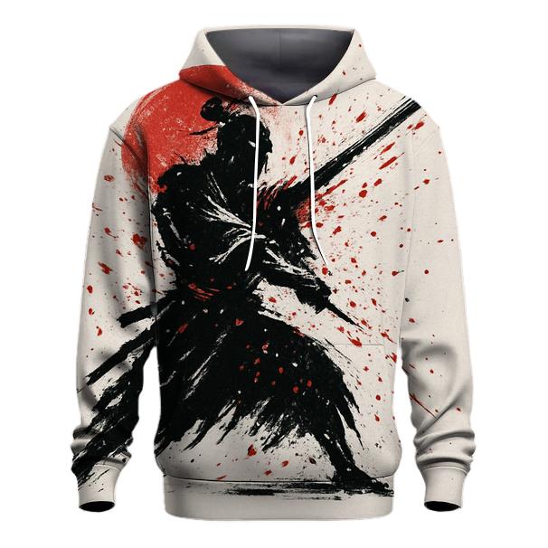 Ink Splash Samurai Silhouette lightweight hoodies
