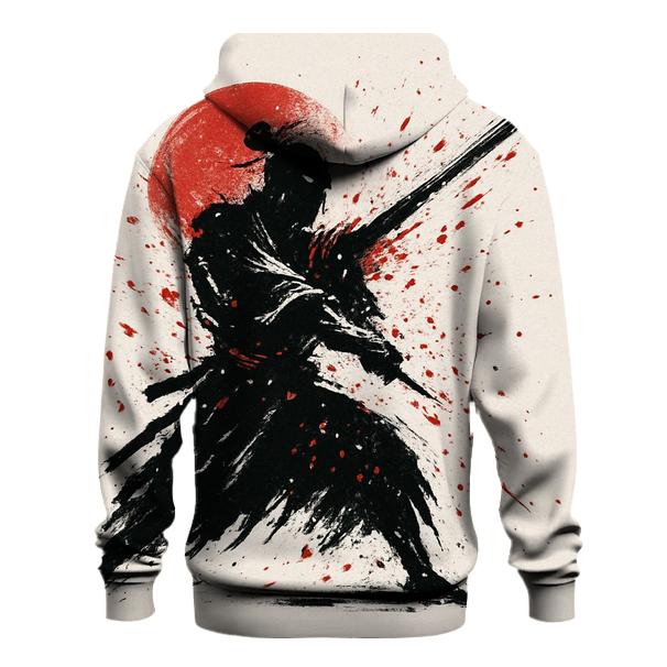 Ink Splash Samurai Silhouette lightweight hoodies