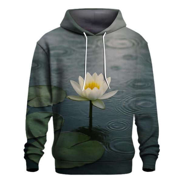 Water Lily Leaves With Flower And Raindrop Rings hoodie designs