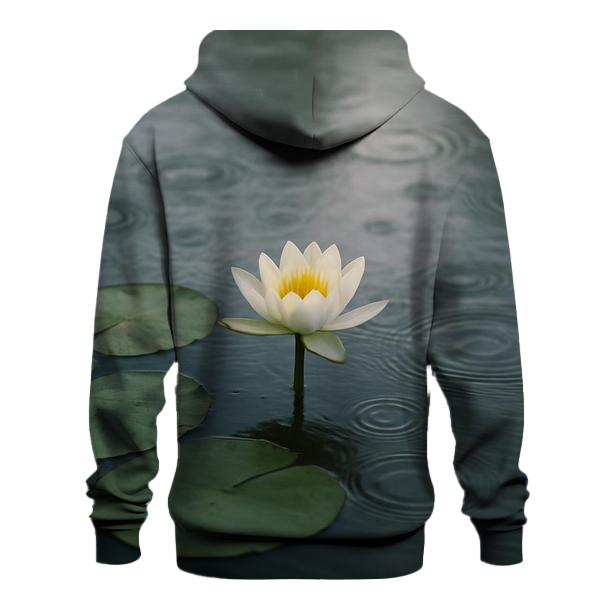 Water Lily Leaves With Flower And Raindrop Rings hoodie designs
