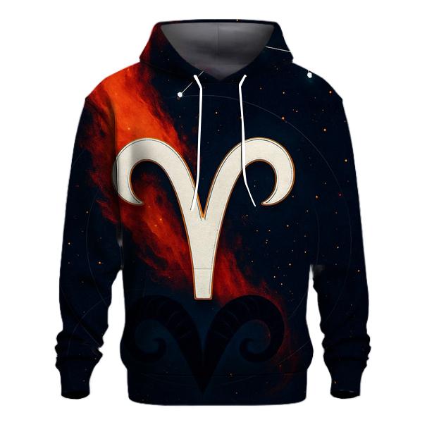 Aries Ram Horn Fire Nebula Crest heavyweight hoodies