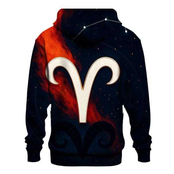 Aries Ram Horn Fire Nebula Crest heavyweight hoodies