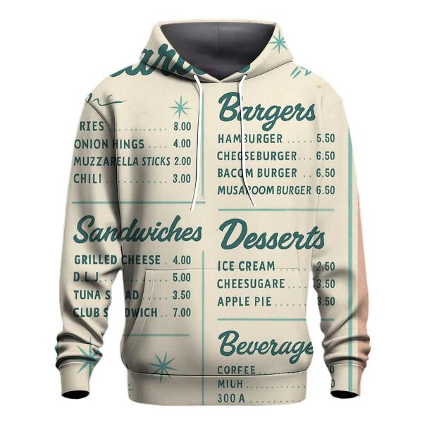 Classic Diner Menu With Starburst Accents hoodie trends