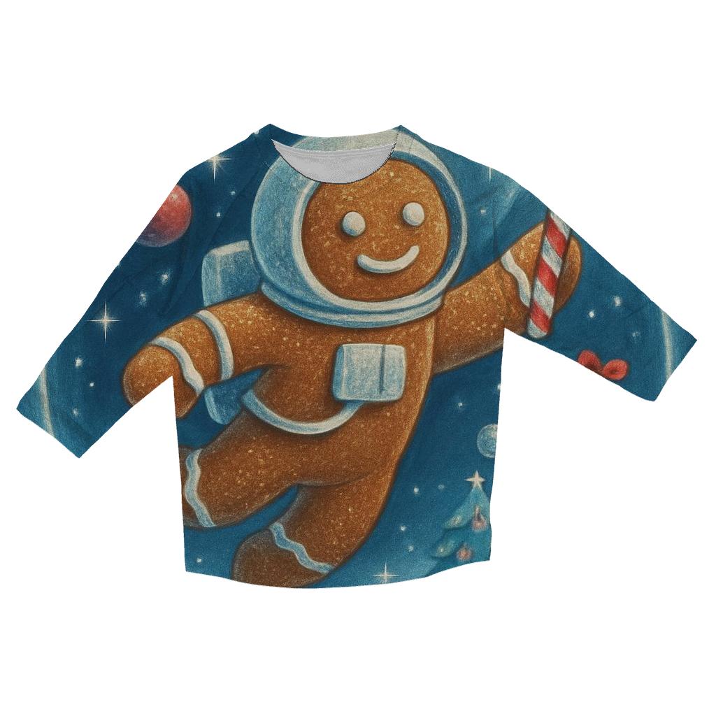 Gingerbread Astronaut Cookie Drift casual three quarter sleeve shirts