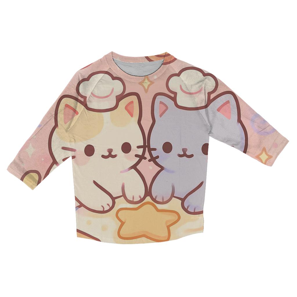 Cloud Bakery Biscuit Cats stylish quarter sleeve tops