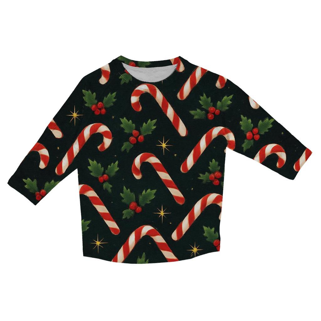 Candy Cane Aurora Chevron On Black Background fashion 3/4 sleeve shirts