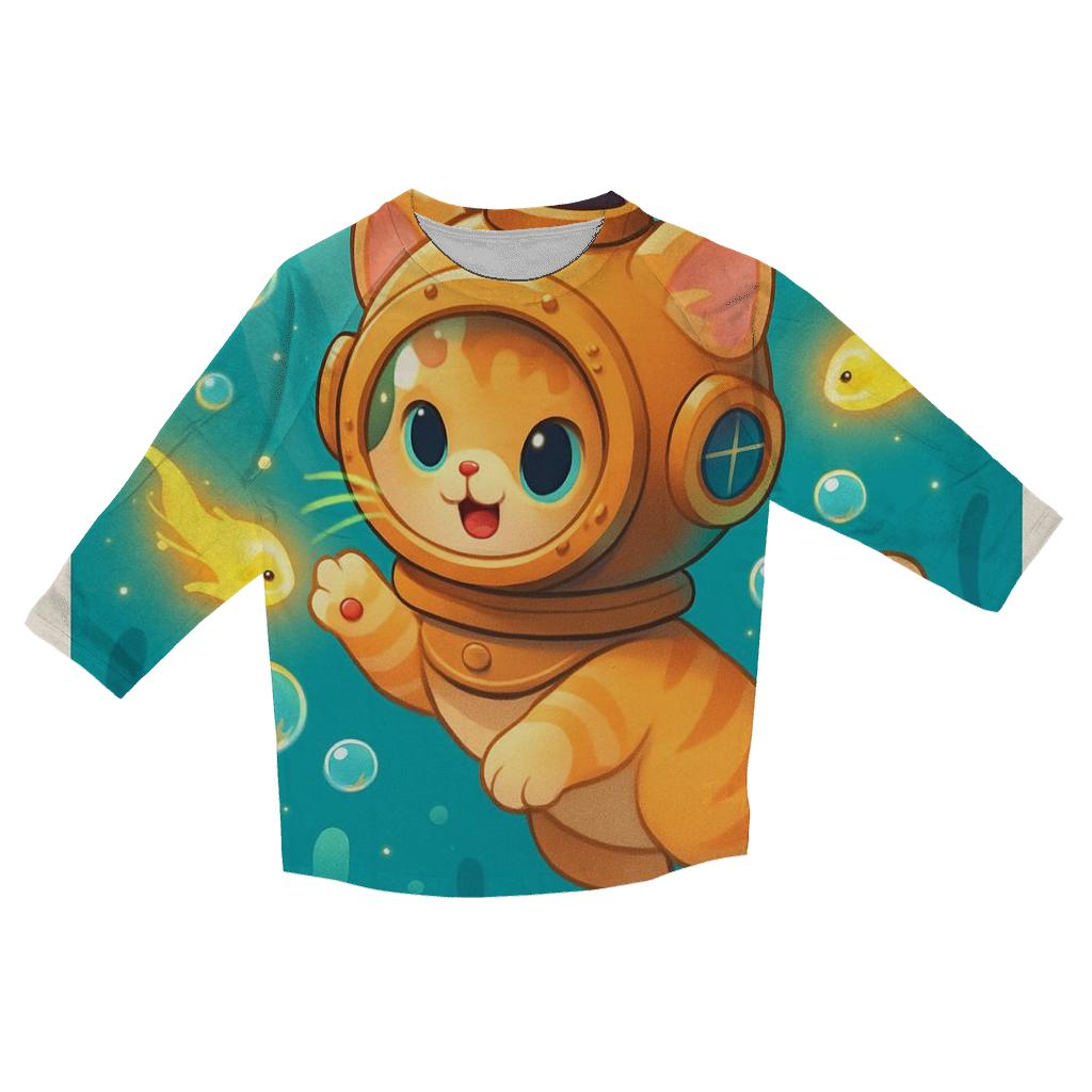 Bubble Reef Diver Kitten trendy 3/4 sleeve tops