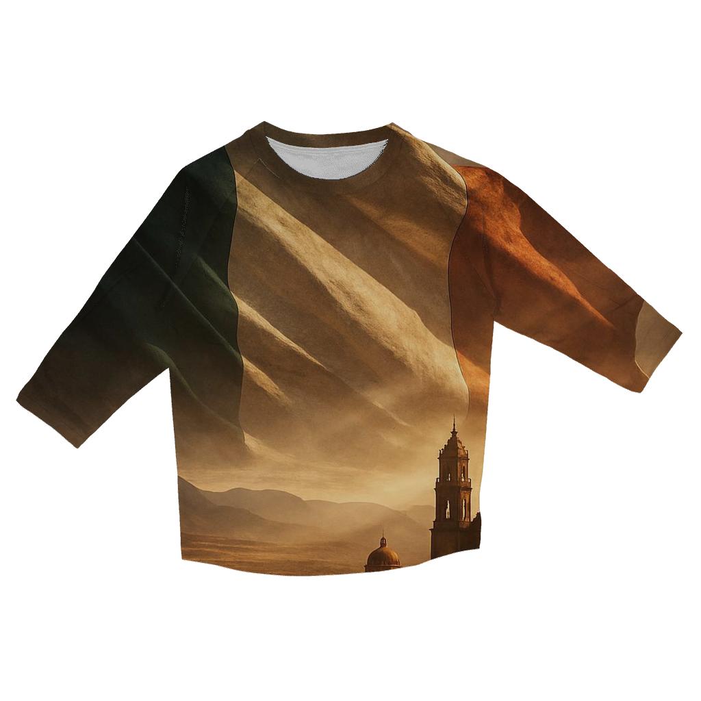 Mexico Desert Double Exposure Flag stylish quarter sleeve tops