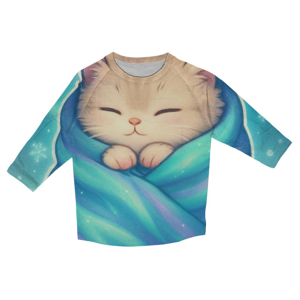 Aurora Blanket Burrito Kitty casual three quarter sleeve shirts